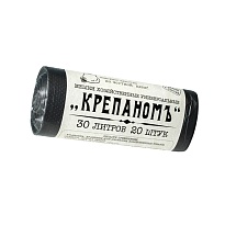 Мешки для мусора 30 л, черные, в рулоне 20 шт., ПНД, 7 мкм, 560х440 мм, Крепаномъ, 4607075710580 в Черкесске