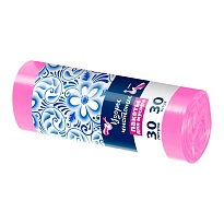 Мешки для мусора 30 л, розовые, в рулоне 30 шт., ПНД, 8 мкм, 560х480 мм, Узоры Чистоты, МУ3605 (ММЭ-30роз) в Черкесске