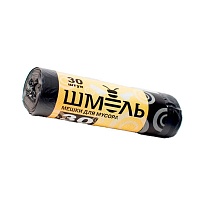 Мешки для мусора 30 л, черные, в рулоне 30 шт., ПНД, 7 мкм, 600х500 мм, ШМЕЛЬ, 4625 в Черкесске