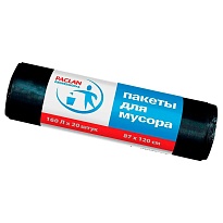 Мешки для мусора 160 л, черные, в рулоне 20 шт., ПВД, 30 мкм, 1200х870 мм, PACLAN Professional, 604082 в Черкесске