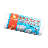Мешки для мусора 30 л, белые, в рулоне 30 шт., ПНД, 5 мкм, 560х480 мм, Эконом, МЭ2585 (МНЭ 30-30б) в Черкесске