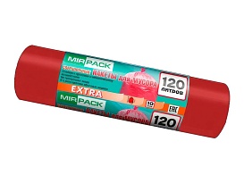 Мешки для мусора 120 л, красные, в рулоне 10 шт., ПНД, 14 мкм, 1100х700 мм, EXTRA, ex1201805 в Черкесске