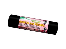 Мешки для мусора 180 л, ароматизированные, черные, в рулоне 10 шт., ПВД, 50 мкм, 1100х930 мм, EXTRA black, 18008301 в Черкесске