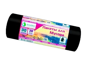 Мешки для мусора 30 л, черные, в рулоне 20 шт., ПНД, 7 мкм, 600х500 мм, MIRPACK Classik, 302040 в Черкесске