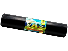 Мешки для мусора 200 л, ароматизированные, черные, в рулоне 10 шт., ПВД, 100 мкм, 1200х800 мм, Добрыня, Dob20010black в Черкесске
