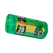 Мешки для мусора 20 л, биоразлагаемые, с ручками, черные, в рулоне 30 шт., ПНД, 10 мкм, 550х440 мм, Крепак, 4607075710047 в Черкесске
