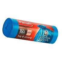 Мешки для мусора 160 л, синие, в рулоне 10 шт., ПВД, 21 мкм, 1200х870 мм, PACLAN Big&Strong, 604075 в Черкесске