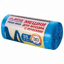 Мешки для мусора 35 л, с ручками, синие, в рулоне 30 шт., ПНД, 9 мкм, 540х500 мм, LAIMA ULTRA, 607683 в Черкесске