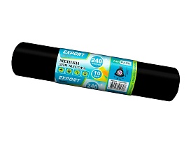 Мешки для мусора 240 л, черные, в рулоне 10 шт., ПВД 80 мкм, 1300х930 мм, EXPORT, exp 24010167 в Черкесске