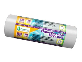 Мешки для мусора 60 л, белые, в рулоне 20 шт., ПНД, 7 мкм, 700х600 мм, MIRPACK Classik, 602052 в Черкесске