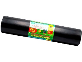 Мешки для мусора 280 л, ароматизированные, черные, в рулоне 10 шт., ПВД 110 мкм, 1400х930 мм, Добрыня, Dob28010black в Черкесске