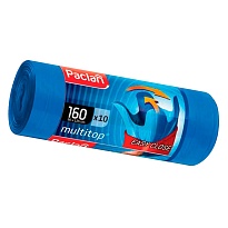 Мешки для мусора 160 л, с ушками, синие, в рулоне 10 шт., ПВД, 30 мкм, 1250х900 мм, PACLAN Multitop, 604064 в Черкесске