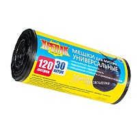 Мешки для мусора 120 л, черные, в рулоне 30 шт., ПНД, 15 мкм, 1100х700 мм, Крепак, 4607075710122 в Черкесске