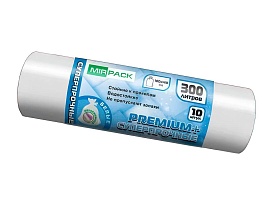Мешки для мусора 300 л, белые, в рулоне 10 шт., ПВД 70 мкм, 1400х1000 мм, PREMIUM+, 300101602 в Черкесске