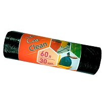 Мешки для мусора 60 л, черные, в рулоне 30 шт., ПНД, 6 мкм, 640х580 мм, Концепция Быта EcoClean, 603890 в Черкесске