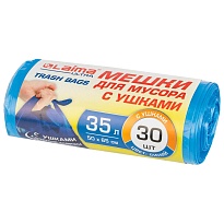 Мешки для мусора 35 л, с ушками, синие, в рулоне 30 шт., ПНД, 11 мкм, 650х500 мм, LAIMA ULTRA, 607684 в Черкесске