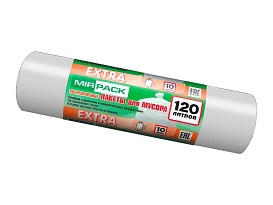Мешки для мусора 120 л, белые, в рулоне 10 шт., ПНД, 14 мкм, 1100х700 мм, EXTRA, ex1201803 в Черкесске