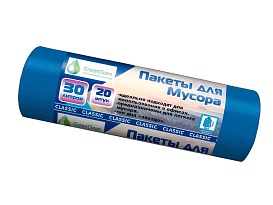 Мешки для мусора 30 л, синие, в рулоне 20 шт., ПНД, 7 мкм, 600х500 мм, MIRPACK Classik, 302041 в Черкесске