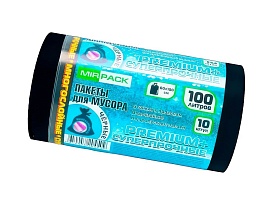 Мешки для мусора 100 л, черные, в рулоне 10 шт., ПВД, 70 мкм, 1000х600 мм, PREMIUM+, 1001076 в Черкесске
