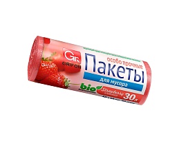 Мешки для мусора 30 л, ароматизированные, Клубника, красные, в рулоне 20 шт., ПНД, 9 мкм, 560х530 мм, GRIFON Aroma, 101-020 K в Черкесске