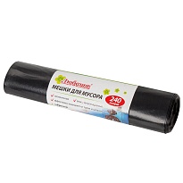 Мешки для мусора 240 л, черные, в рулоне 5 шт., ПВД 30 мкм, 1300х900 мм, Любаша, 605338 в Черкесске