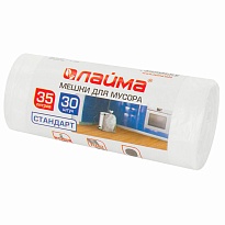 Мешки для мусора 35 л, белые, в рулоне 30 шт., ПНД, 6 мкм, 550х480 мм, LAIMA, 605538 в Черкесске
