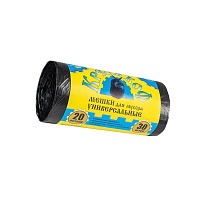 Мешки для мусора 20 л, с ушками, черные, в рулоне 30 шт., ПНД, 10 мкм, 550х440 мм, Крепакоф, 4607075710221 в Черкесске